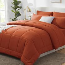 Conjunto de edredom CozyLux Burnt Orange King Size 7 peças