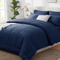 Conjunto de edredom CozyLux, cama azul marinho em uma bolsa, 7 peças Queen