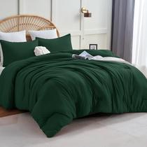 Conjunto de edredom CozyLux Dark Emerald Green King Size 3 peças
