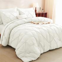 Conjunto de edredom CozyLux Ivory King Size, 7 peças, cama em uma bolsa