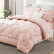 Conjunto de edredom CozyLux King com lençóis, 7 peças, rosa blush