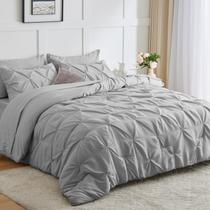 Conjunto de edredom CozyLux King Size cinza claro - 7 peças