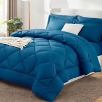 Conjunto de edredom CozyLux King Size Teal, 7 peças, cama em uma bolsa