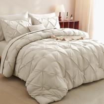 Conjunto de edredom CozyLux Oatmeal Queen Size, 7 peças, cama em uma bolsa
