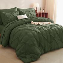 Conjunto de edredom CozyLux Olive Green King Size de 7 peças, cama em uma bolsa