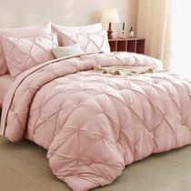 Conjunto de edredom CozyLux Pink King Size, 7 peças, cama em uma bolsa