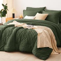 Conjunto de edredom CozyLux Queen Bed in a Bag, verde oliva, 7 unidades