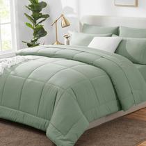 Conjunto de edredom CozyLux Sage Green King Size, 7 peças, cama em uma bolsa