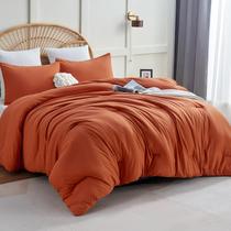 Conjunto de edredom CozyLux Terracotta Queen Size 3 peças