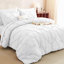 Conjunto de edredom CozyLux White Queen Size, 7 peças, cama em uma bolsa