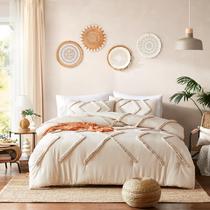 Conjunto de edredom Cupocupa King Size, bege, boho, tufado, 3 unidades Conjunto de edredom Cupocupa King Size, bege, boho, tufado, 3 unidades