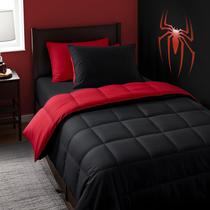 Conjunto de edredom de cama Anluoer Twin Size, preto, 5 peças