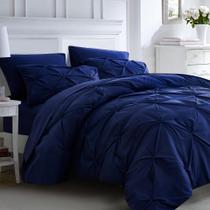 Conjunto de edredom de cama Ubauba Queen Size, 7 peças, azul escuro