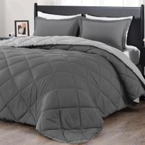 Conjunto de edredom de luxo King Size, carvão e cinza, 3 peças Conjunto de edredom de luxo King Size, carvão e cinza, 3 peças