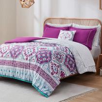 Conjunto de edredom Degrees of Comfort, tamanho completo, roxo, 8 peças