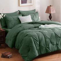 Conjunto de edredom DOWNCOOL Dark Green Queen com 7 peças