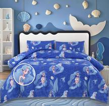 Conjunto de edredom duplo Mermaid Twin MAG, 3 peças, microfibra azul, 175 x 229 cm