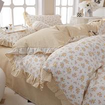 Conjunto de edredom EAVD French Garden Style Ruffled Floral Queen
