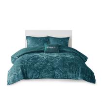 Conjunto de edredom Ergode Luxurious Velvet Teal com capas e travesseiro