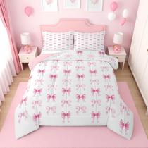Conjunto de edredom Erosebridal Pink Bow para meninas com fronha