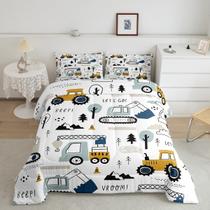 Conjunto de edredom Feelyou Cartoon Car Construction, 3 peças Queen Conjunto de edredom Feelyou Cartoon Car Construction, 3 peças Queen