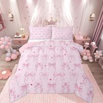 Conjunto de edredom Feelyou Kawaii Cute Pink Bow Kids Twin Size Conjunto de edredom Feelyou Kawaii Cute Pink Bow Kids Twin Size