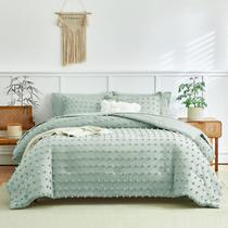 Conjunto de edredom Flysheep, 7 peças, queen size, verde