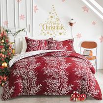Conjunto de edredom Flysheep Red Tree Botanical Christmas King
