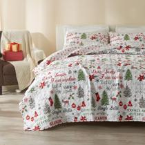 Conjunto de Edredom Great Bay Home Carol Collection Christmas - Tamanho Twin