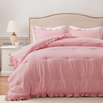Conjunto de Edredom HARBOREST Twin Rosa com Babado - 2 Peças Conjunto de Edredom HARBOREST Twin Rosa com Babado - 2 Peças