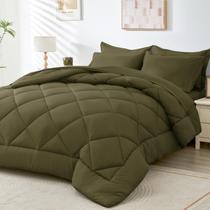 Conjunto de edredom HEVUMYI Olive Green Queen de 7 peças para toda a temporada Conjunto de edredom HEVUMYI Olive Green Queen de 7 peças para toda a temporada