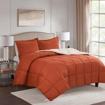 Conjunto de edredom HIG Burnt Orange Queen Size com Sham All Season