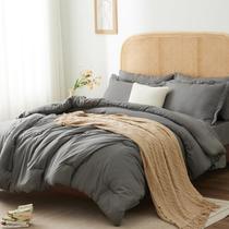 Conjunto de edredom HIMEET Grey Queen Size All Season, 7 peças Conjunto de edredom HIMEET Grey Queen Size All Season, 7 peças