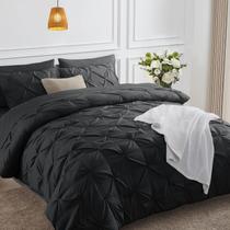 Conjunto de edredom HIMEET King Size Pintuck Black 7 peças Conjunto de edredom HIMEET King Size Pintuck Black 7 peças