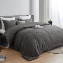Conjunto de edredom HOMBYS Seersucker Oversized King 120x120 cinza Conjunto de edredom HOMBYS Seersucker Oversized King 120x120 cinza