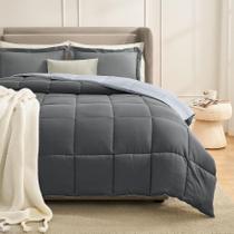 Conjunto de edredom Homelike Moment Queen Grey reversível de 3 peças Conjunto de edredom Homelike Moment Queen Grey reversível de 3 peças