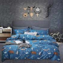 Conjunto de edredom Houseri Blue Bear Twin Size, 3 peças, presente para crianças
