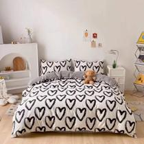 Conjunto de edredom Houseri Love Heart preto branco tamanho completo