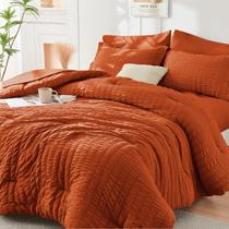 Conjunto de edredom HYMOKEGE Burnt Orange Queen 7 peças Conjunto de edredom HYMOKEGE Burnt Orange Queen 7 peças