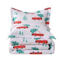 Conjunto de edredom infantil JSD Twin Size Xmas Tree Red Cars Conjunto de edredom infantil JSD Twin Size Xmas Tree Red Cars
