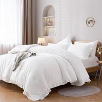 Conjunto de edredom JANZAA White Queen com 1 edredom de babados e 2 fronhas