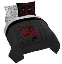 Conjunto de edredom Jay Franco Marvel Deadpool Queen Size 7 peças Conjunto de edredom Jay Franco Marvel Deadpool Queen Size 7 peças
