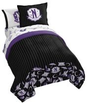 Conjunto de edredom Jay Franco Wednesday Addams completo de 7 peças Conjunto de edredom Jay Franco Wednesday Addams completo de 7 peças