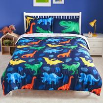 Conjunto de edredom Joiedomi Kid Twin, 5 peças, roupa de cama de dinossauro