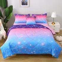 Conjunto de edredom JqinHome Mermaid Twin Size, cama de 6 peças em um saco