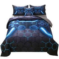 Conjunto de edredom JqinHome Twin Gamer, cama de 6 peças em uma bolsa para meninos Conjunto de edredom JqinHome Twin Gamer, cama de 6 peças em uma bolsa para meninos