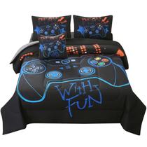 Conjunto de edredom JqinHome Twin Gaming para meninos, 6 peças Conjunto de edredom JqinHome Twin Gaming para meninos, 6 peças