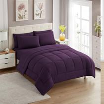Conjunto de edredom king size com lençóis de 7 peças roxo All Seasons Conjunto de edredom king size com lençóis de 7 peças roxo All Seasons