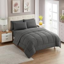 Conjunto de edredom King Size Sweet Home Collection, 7 peças, cinza