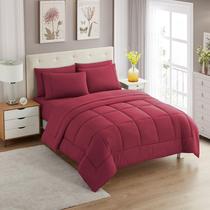 Conjunto de edredom King Size Sweet Home Collection Burgundy, 7 peças